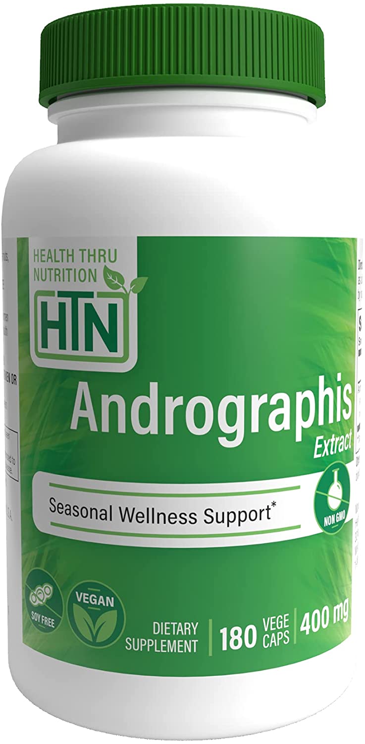 Health Thru Nutrition Andrographis Extract for Seasonal Wellness Support 400mg, 180 Vegecaps