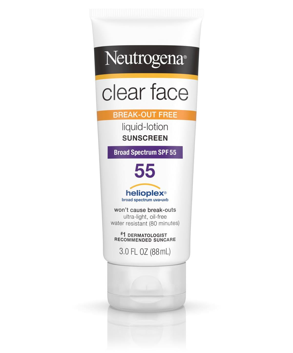 Neutrogena Clear Face Liquid Lotion Sunscreen, Broad Spectrum Spf 55 - 88 ml