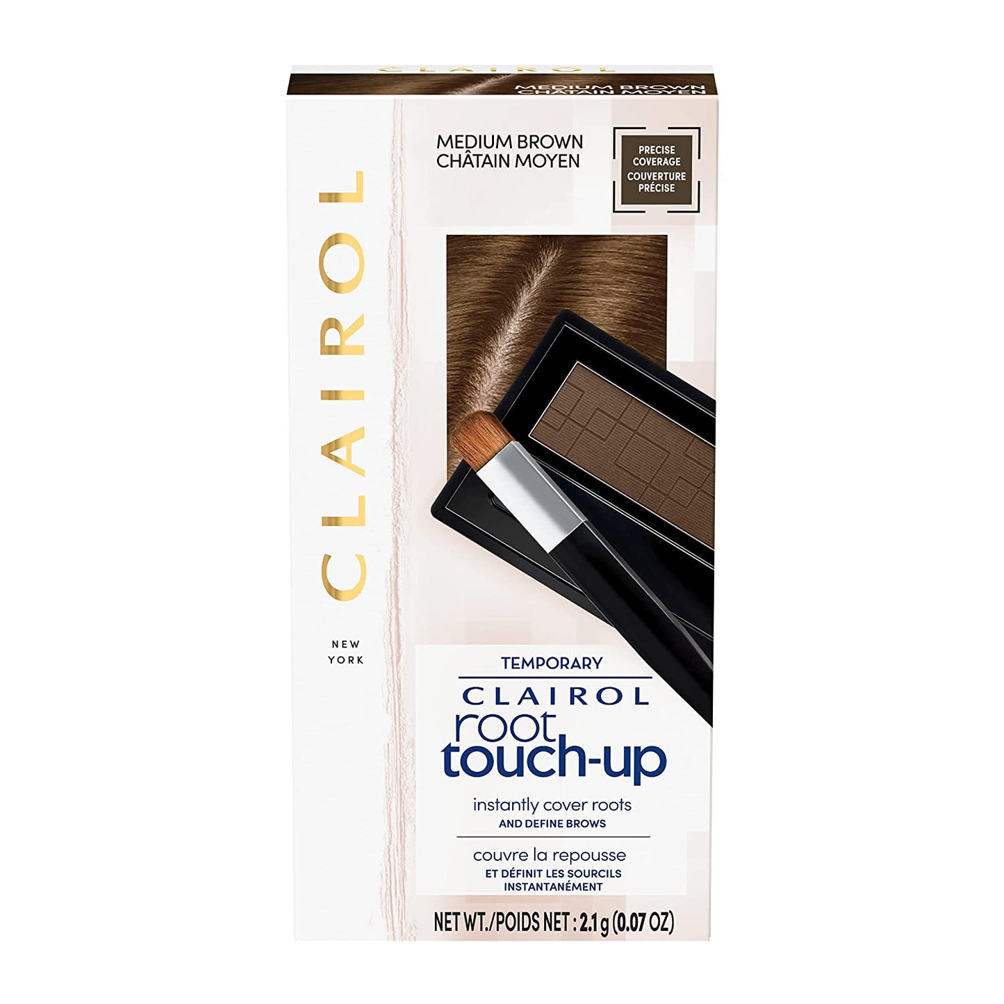 Clairol Root Touch-Up Temporary Concealing Powder, Medium Brown Hair Color, 0.07 oz. / 2.1 g