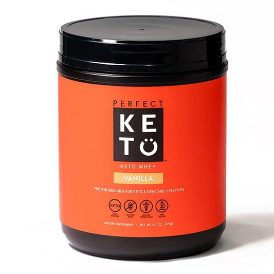 Perfect Keto Pure Whey Protein Powder Isolate Vanilla Flavored, 16.7 oz. / 1 lb.