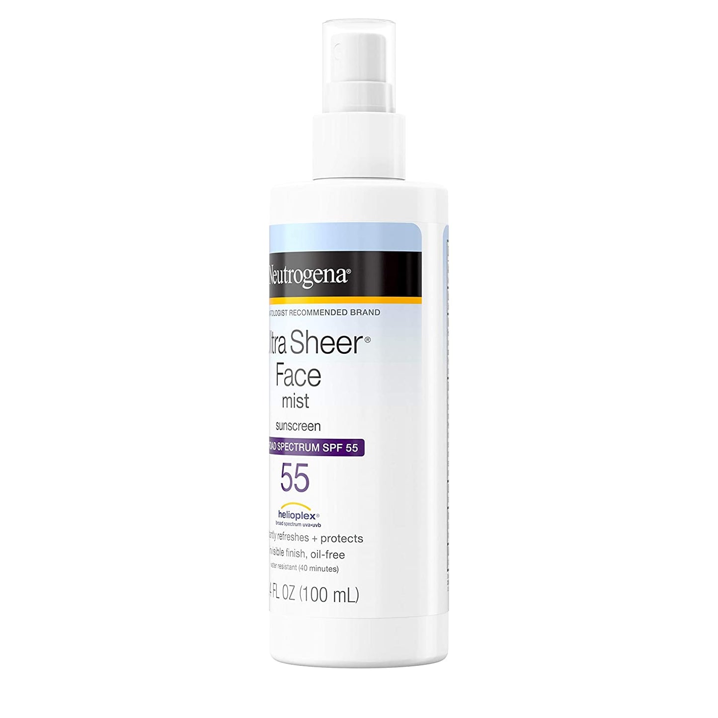 Neutrogena Ultra Sheer Face Mist Sunscreen Spray, Broad Spectrum SPF 55, 3.4 fl oz / 100 ml