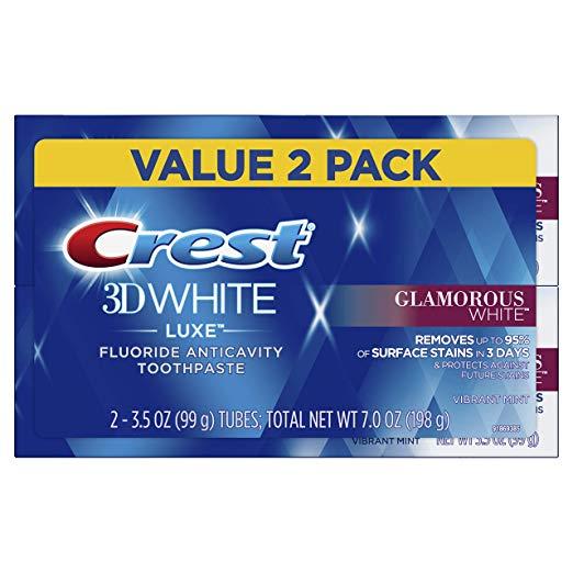 Crest Twin Pack 3D White Luxe Glamorous White Toothpaste, 3.5 Ounce