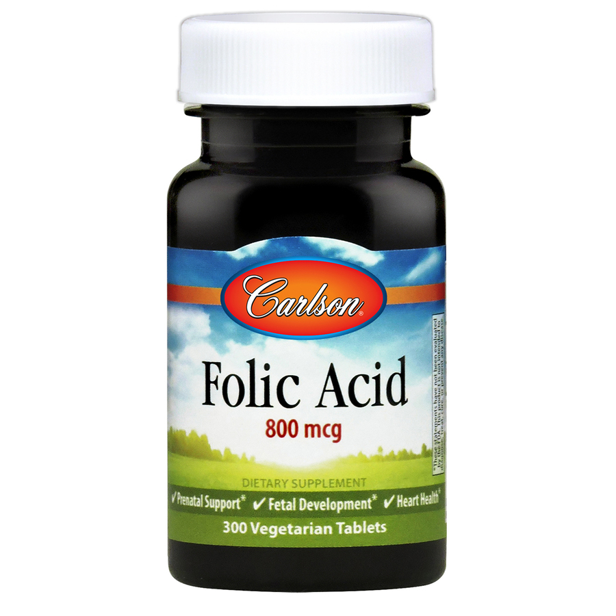 Carlson Folic Acid 800 mcg 300 Tablets Prenatal Support
