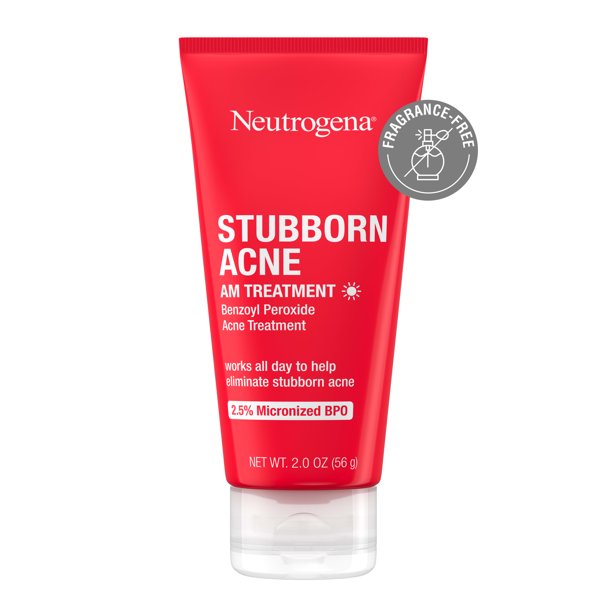 Neutrogena Stubborn Acne AM Treatment with Benzoyl Peroxide 2.5% Micronized BPO, 2.0 oz. / 56 g NO BOX