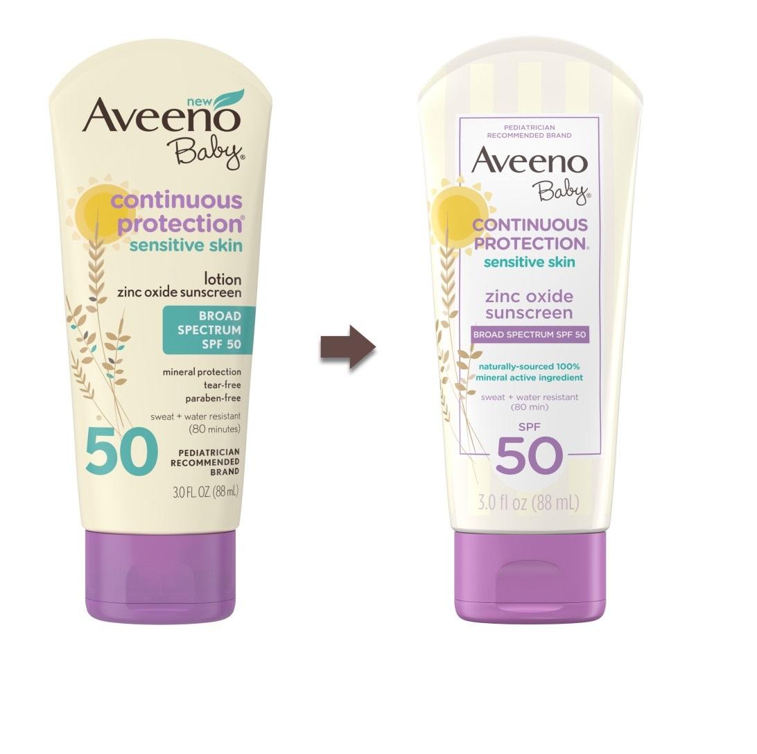Aveeno Baby Continuous Protection Zinc Oxide Mineral Sunscreen Lotion For Sensitive Skin With Broad Spectrum SPF 50 (3 FL.OZ)