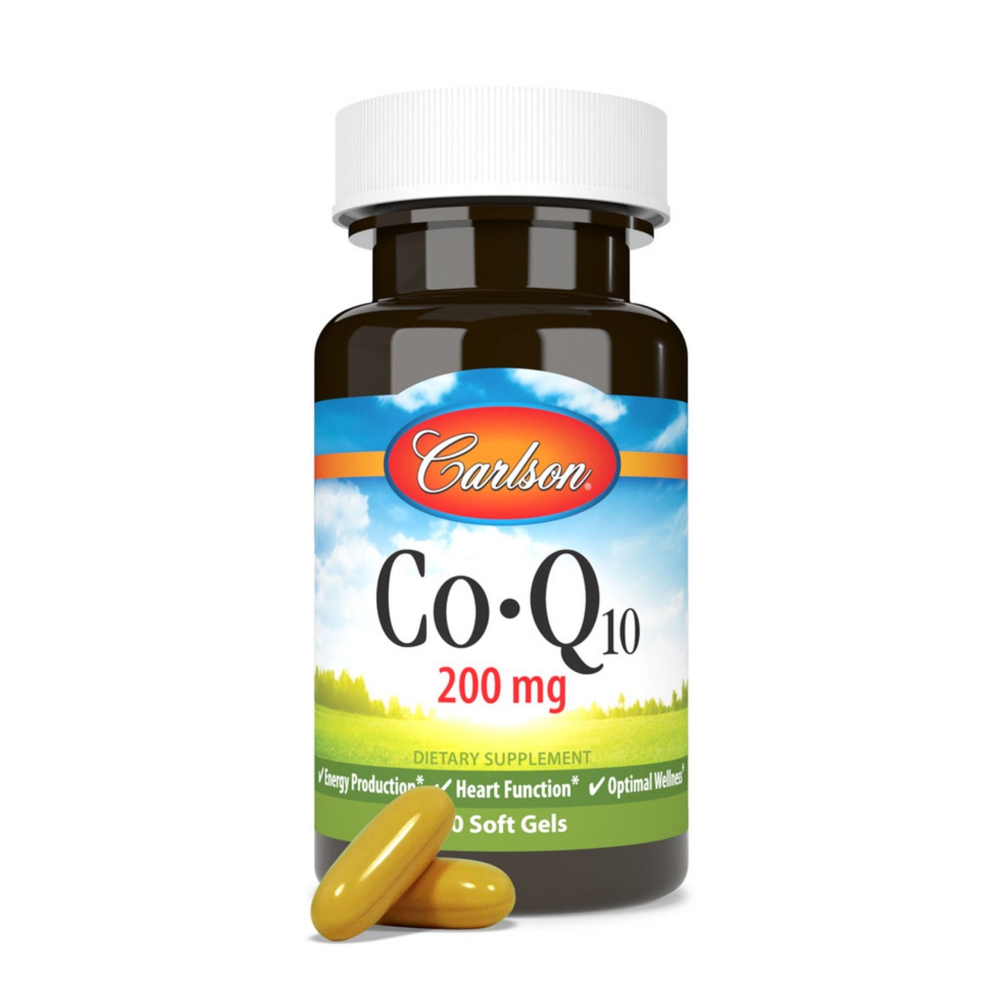Carlson Labs CoQ10 Energy Production Heart Function Optimal Wellness Gluten-Free 200mg 30softgels