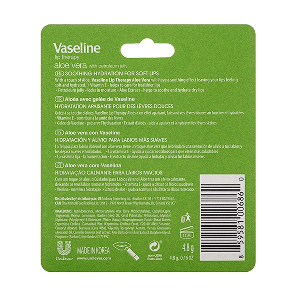 Vaseline Lip Theraphy With Petroleum Aloe Vera 4.8 g (0.16 oz)
