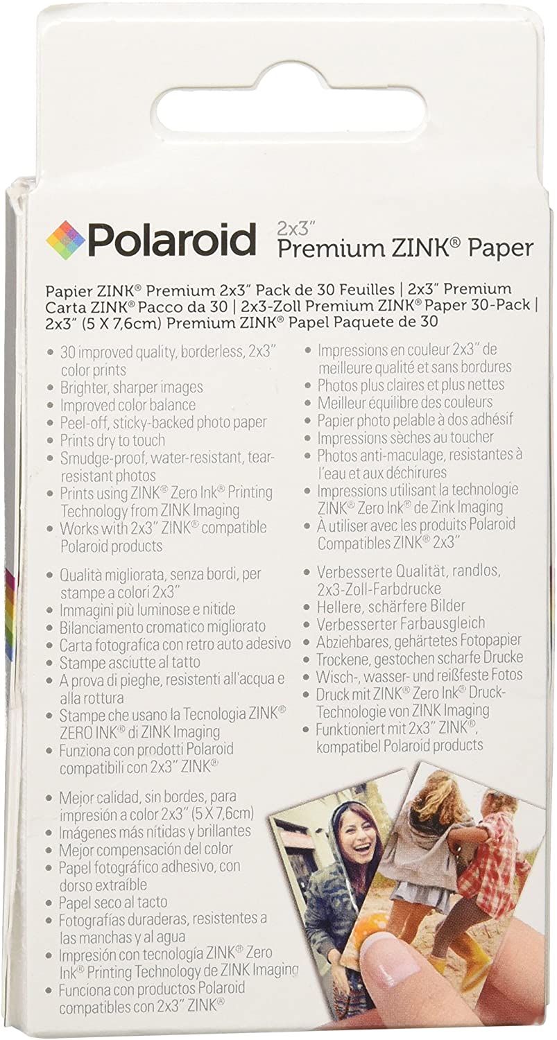 Zink Photo Paper 2x3 (30 Pack), Compatible with Snap Touch, Zip & Mint Cameras