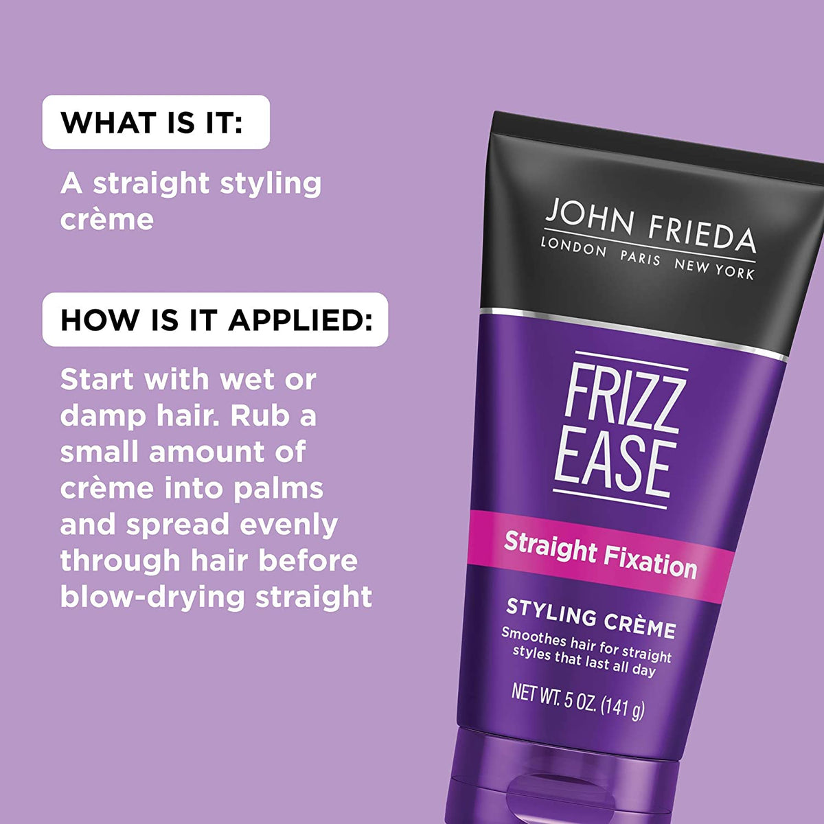 John Frieda Frizz Ease Straight Fixation Styling Creme, 5 oz (PACKAGING MAY VARY)