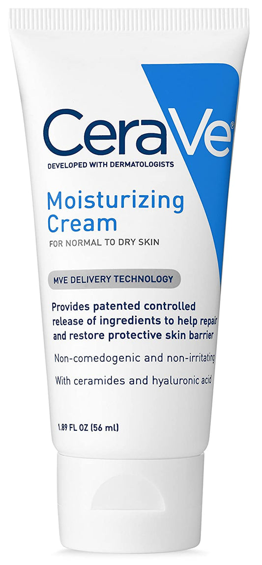 CeraVe Moisturizing Cream, Travel Size, Face and Body Moisturizer for Normal to Dry Skin (56 mL) Packaging may Vary