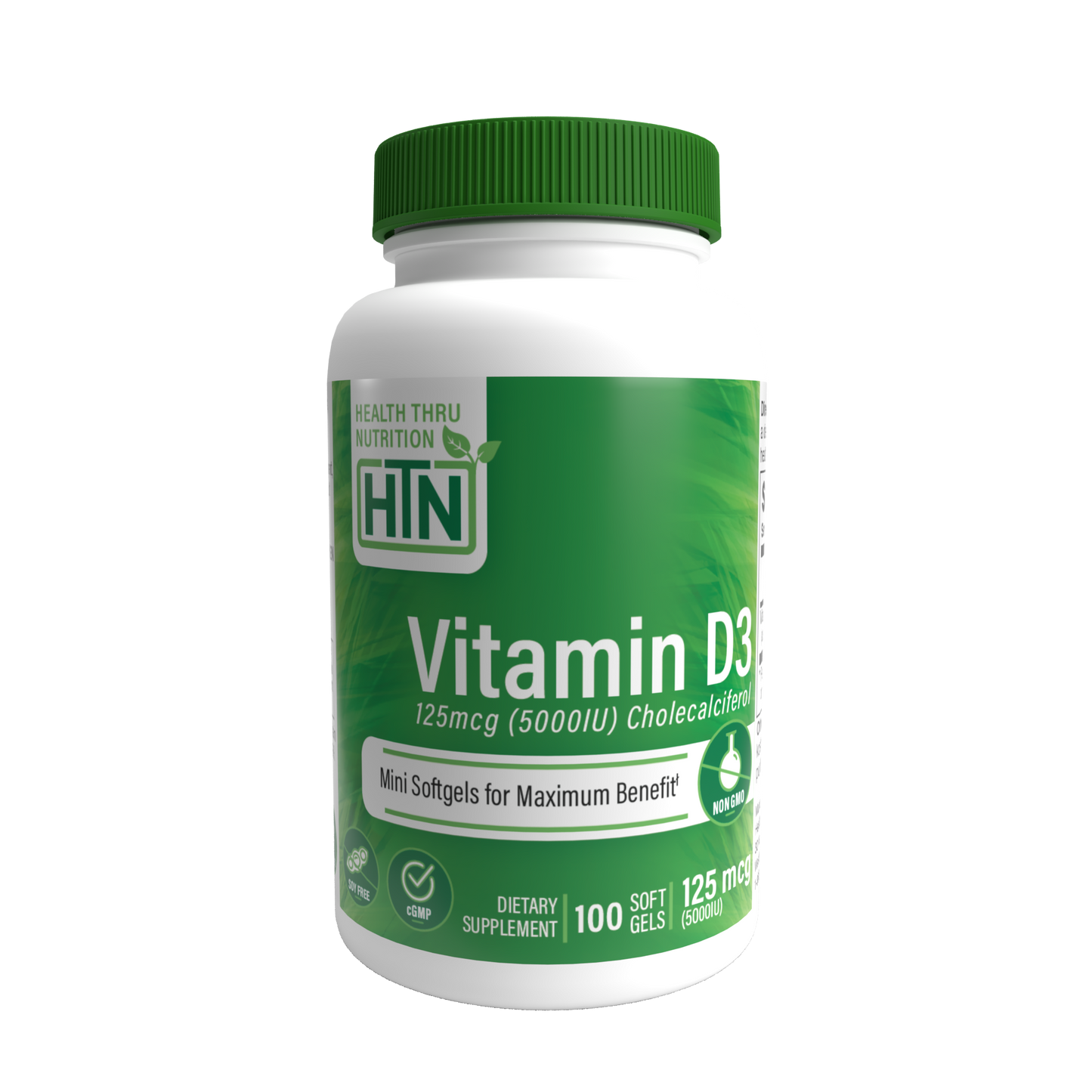 Health Thru Nutrition Vitamin D3 5,000iu (NON-GMO) 100 Softgels
