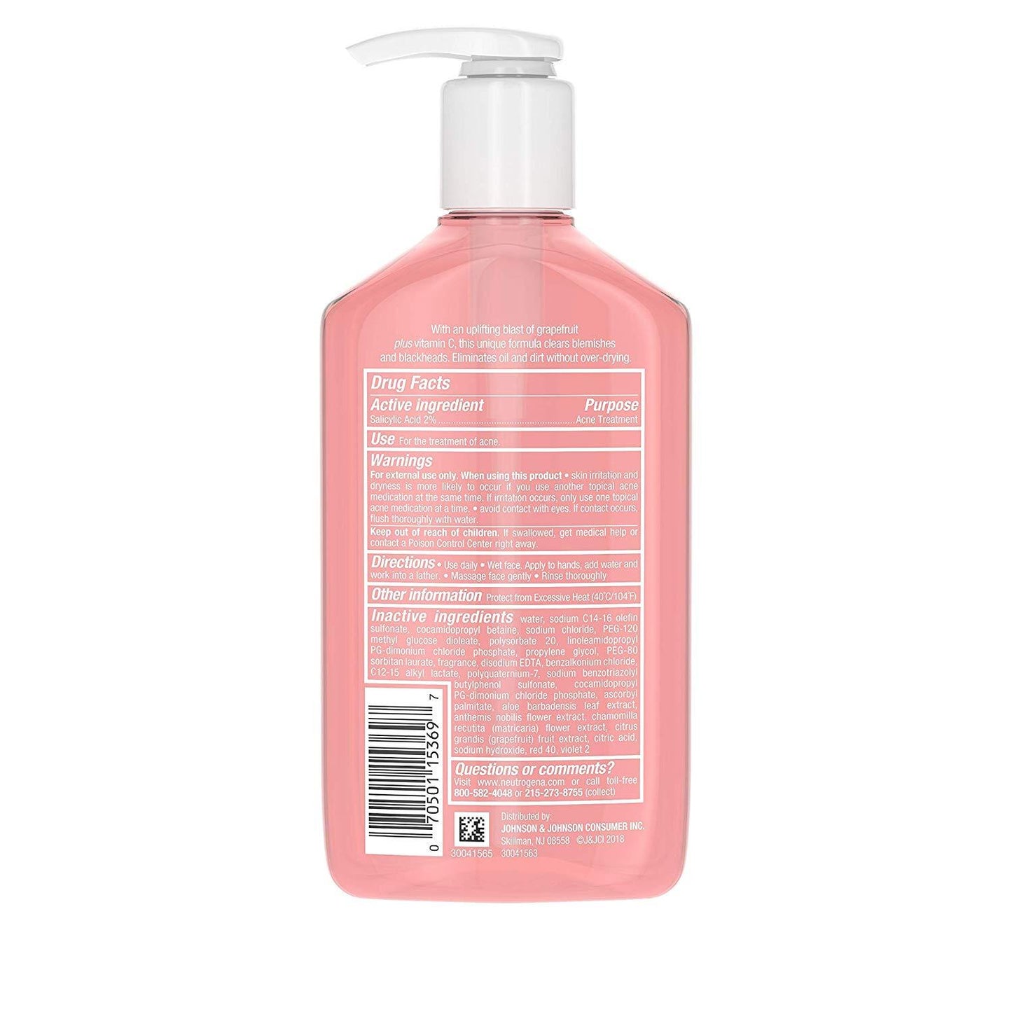 Neutrogena Oil-free Salicylic Acid Pink Grapefruit Pore Cleansing Acne Wash and Facial Cleanser 9.1 oz (269 ml)