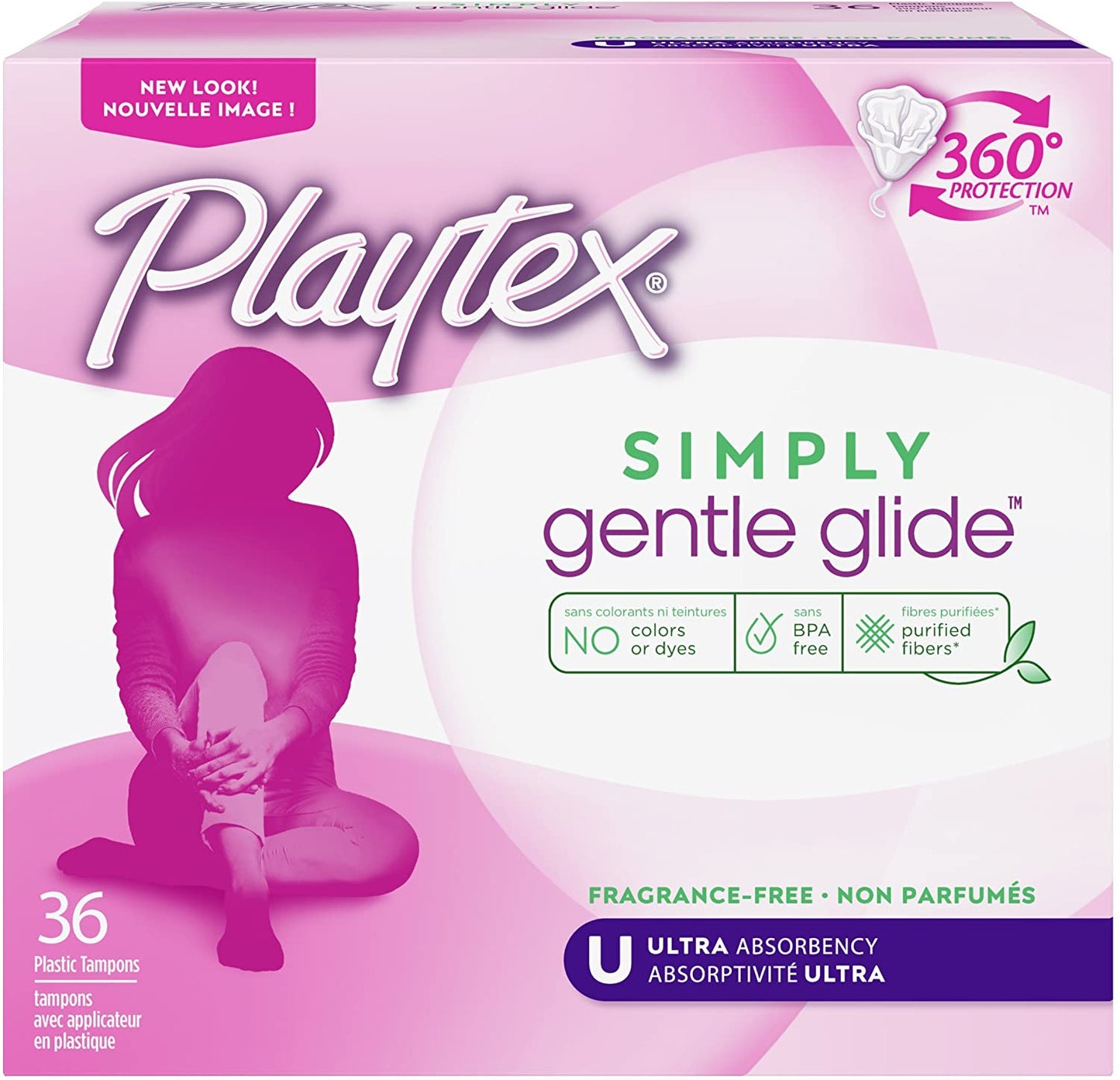 Playtex Simply Gentle Glide Unscented Tampons, Ultra Absorbency, 36 Count