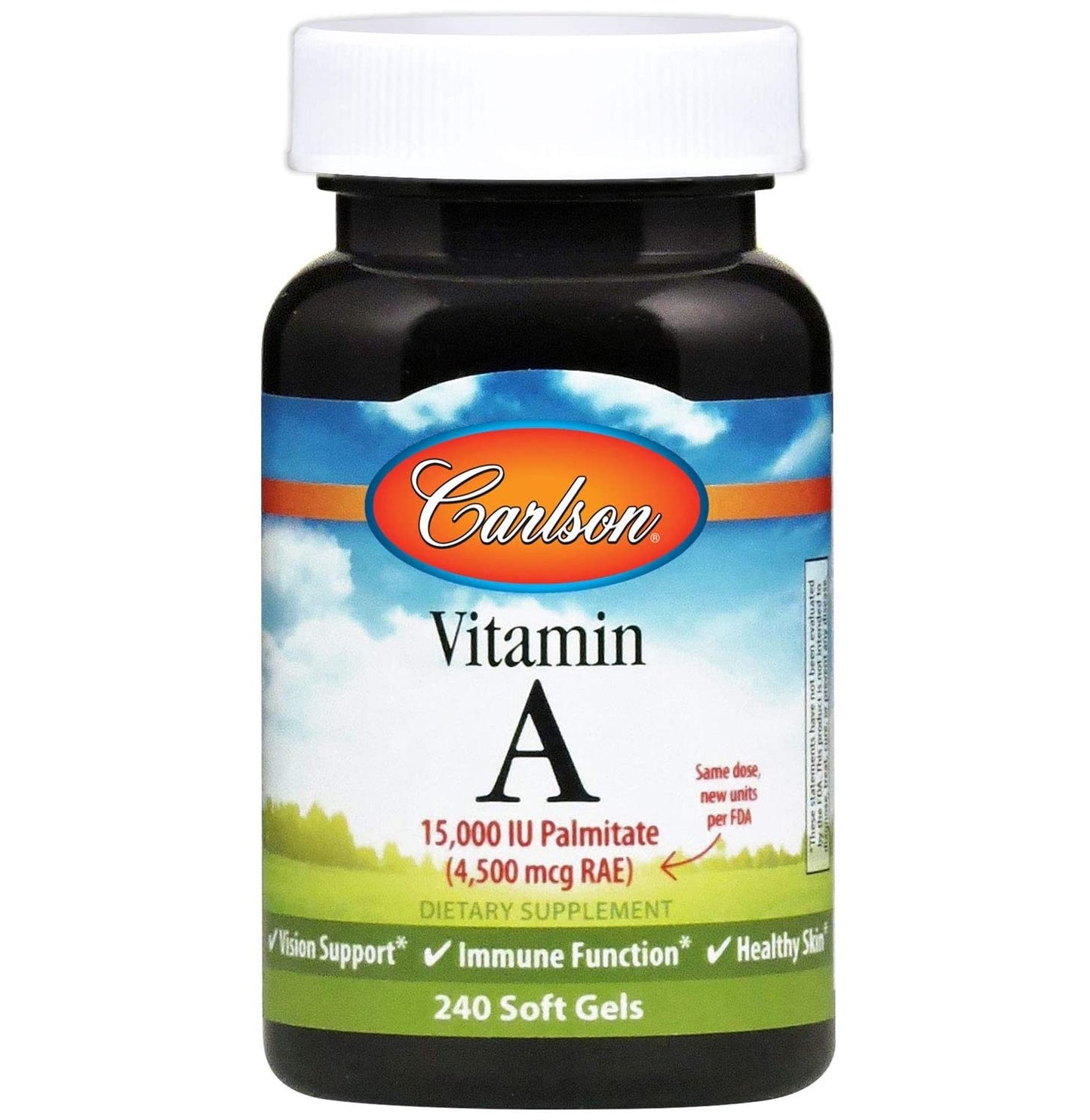 Carlson Vitamin A Palmitate 15000 IU 4500 mcg RAE 240 Softgels Vision, Immune Support