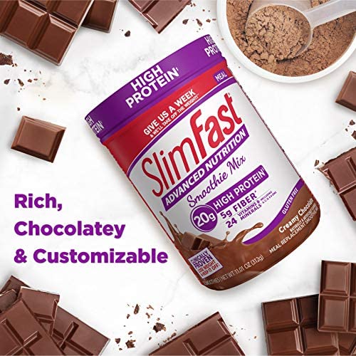 Slimfast Advanced Nutrition Smoothie Mix 20 g High Protein Gluten free Creamy Chocolate 11.01oz 312g