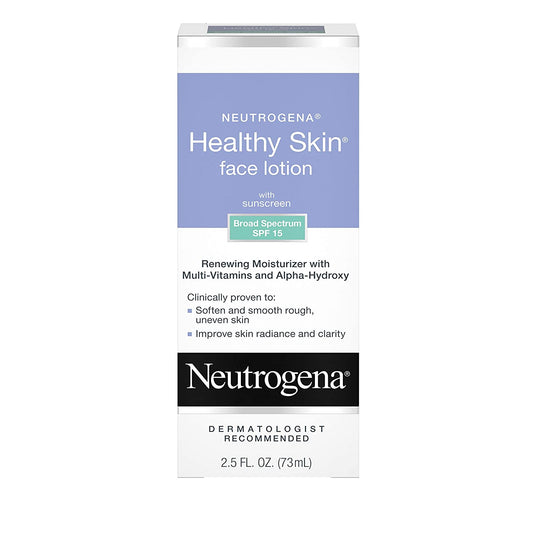 Neutrogena Healthy Skin Face Moisturizer Lotion with SPF 15 with Multi-Vitamins & Alpha Hydroxy Acid, 2.5 fl.oz / 73ml