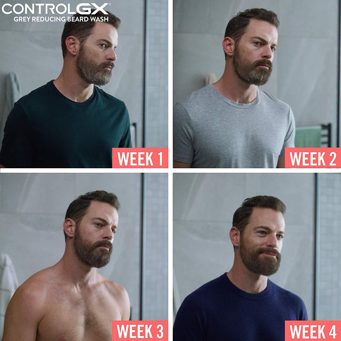 Just For Men Control Gx Grey Reducing Beard Shampoo for Mustache & Beard, 4 Ounce