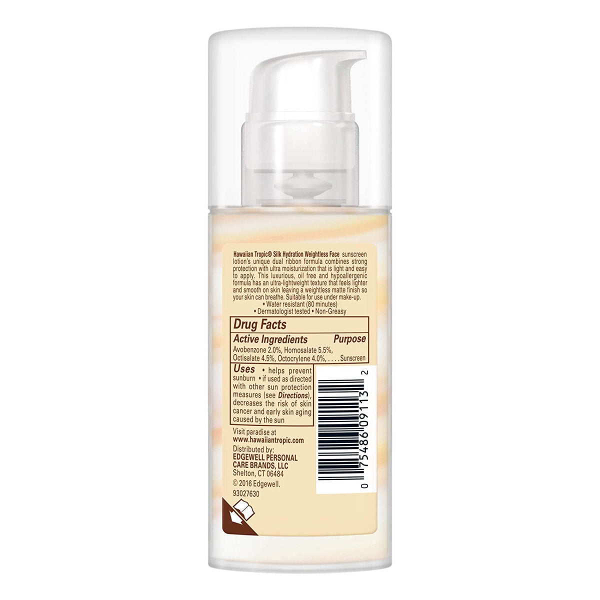 Hawaiian Tropic Silk Hydration Weightless Face Oil-Free Lotion Sunscreen SPF 30, 1.7 fl.oz / 50 ml