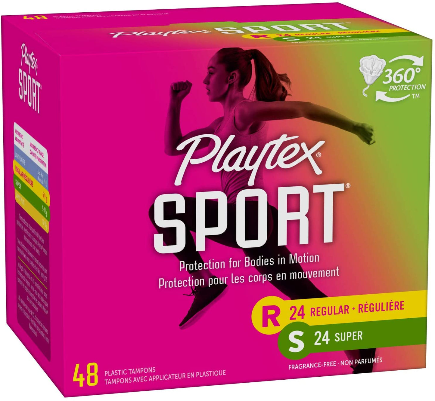 Playtex Sport Tampons Multipack Regular and Super Absorbency, Unscented 48 Tampons