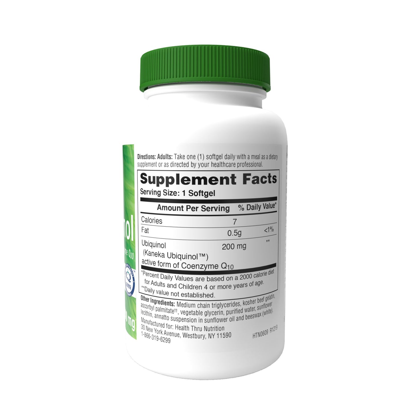 Health Thru Nutrition Ubiquinol (Kaneka™) CoQ10 200mg (NON-GMO) 30 Softgels Superior Absorption