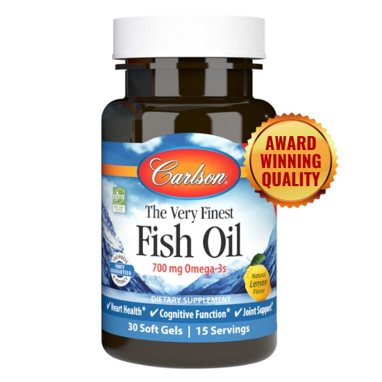 Carlson The Very Finest Fish Oil 700 mg Omega-3 Lemon Flavor 30 Softgels