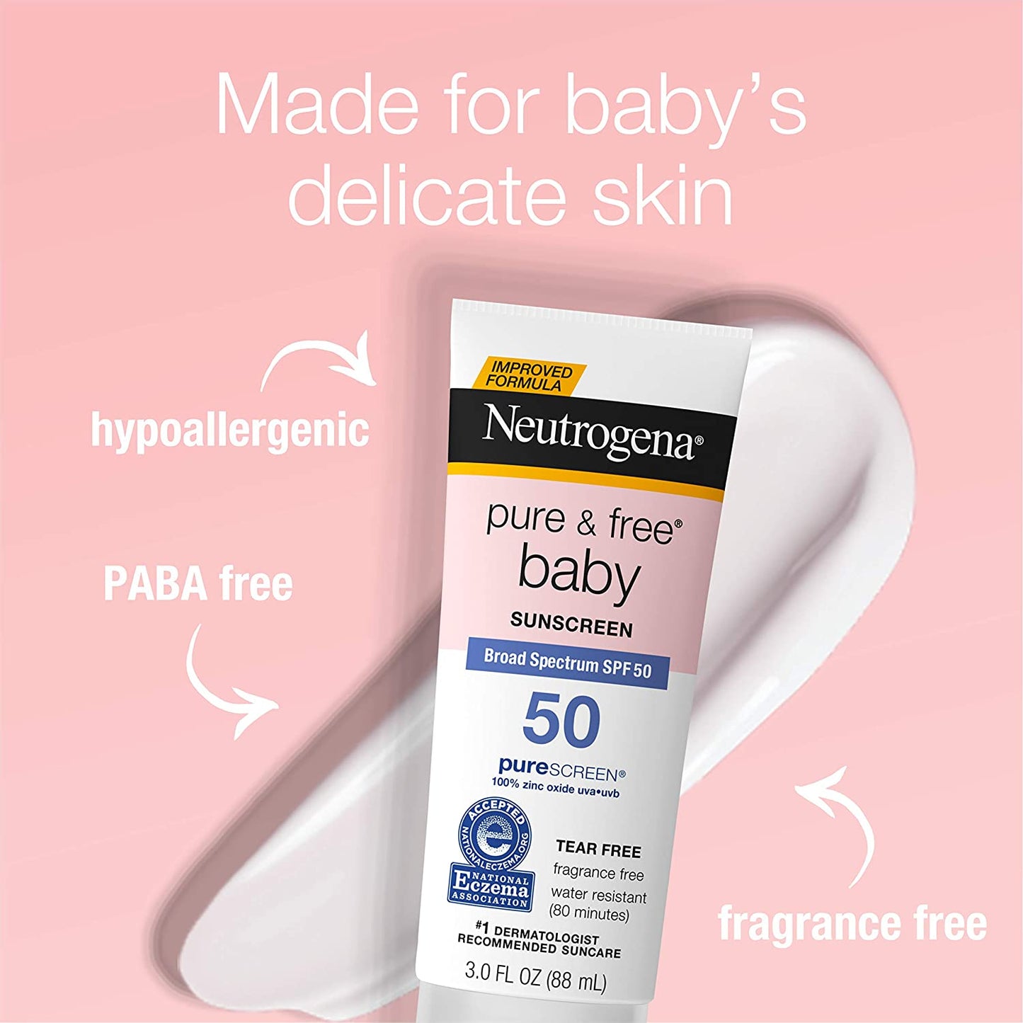 EXPIRY 9/2020 Neutrogena Pure & Free Baby Mineral Sunscreen Lotion With SPF 50 & Zinc Oxide 3 Fl Oz / 88ml