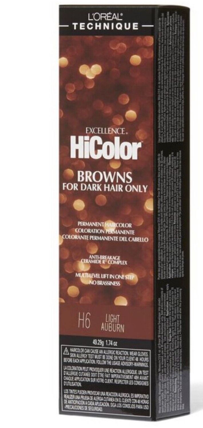 Loreal Techniques Excellence Hicolor Browns Permanent Hair Color H6 Light Auburn 1.74 Oz / 49.29g