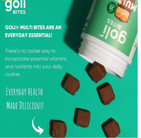 Goli Bites Multi Promotes Overall Health Vanilla, Cocoa and Chocolate 30 Pieces